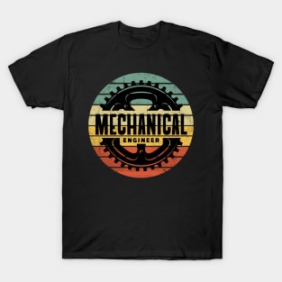 Distressed Retro Background Mechanical Engineer Cogs T-Shirt